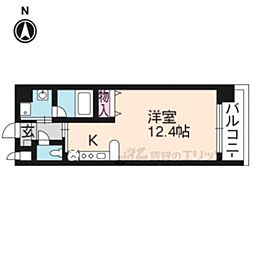 花 1Kの間取図画像