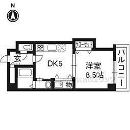 グランレブリー新町 1DKの間取図画像