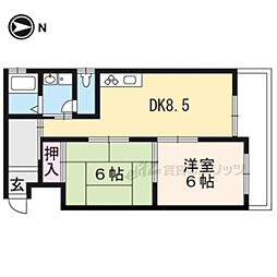 四條グランドハイツA棟 2DKの間取図画像