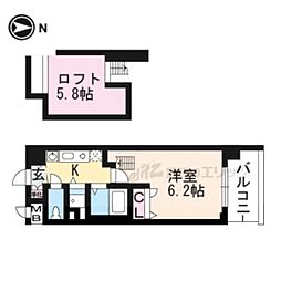 プレサンス京都修学院 1Kの間取図画像