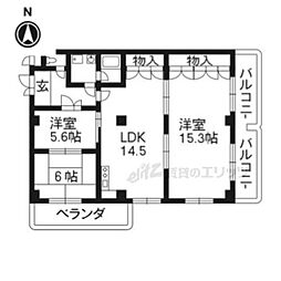 阪急京都本線 西院駅 徒歩3分の賃貸マンション 4階3LDKの間取り