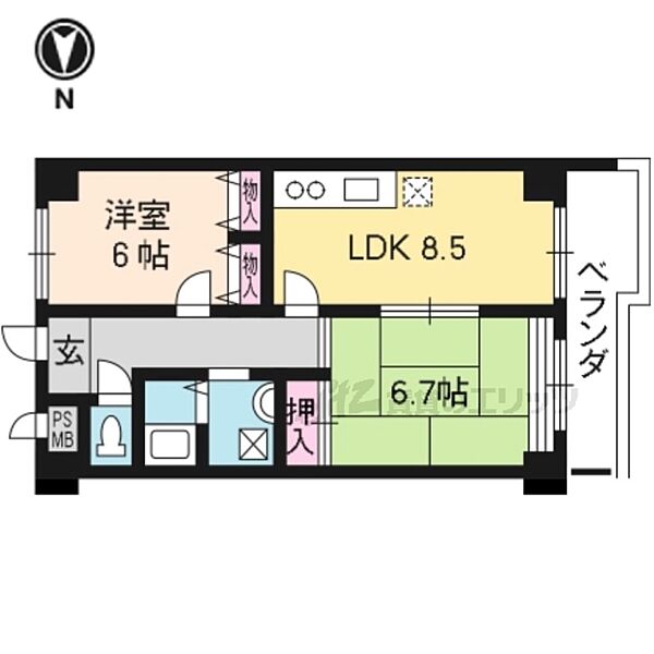 フェアリージャム 101｜京都府京都市中京区西ノ京馬代町(賃貸マンション2LDK・1階・50.39㎡)の写真 その2