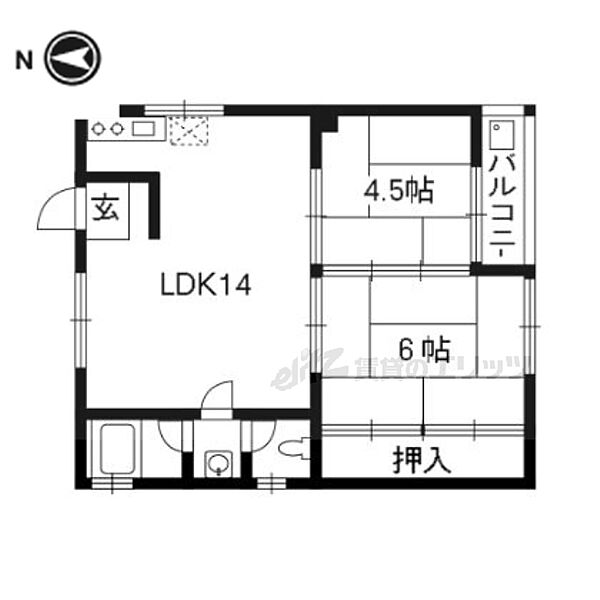 京都府京都市右京区西京極西大丸町(賃貸マンション2LDK・2階・40.00㎡)の写真 その2