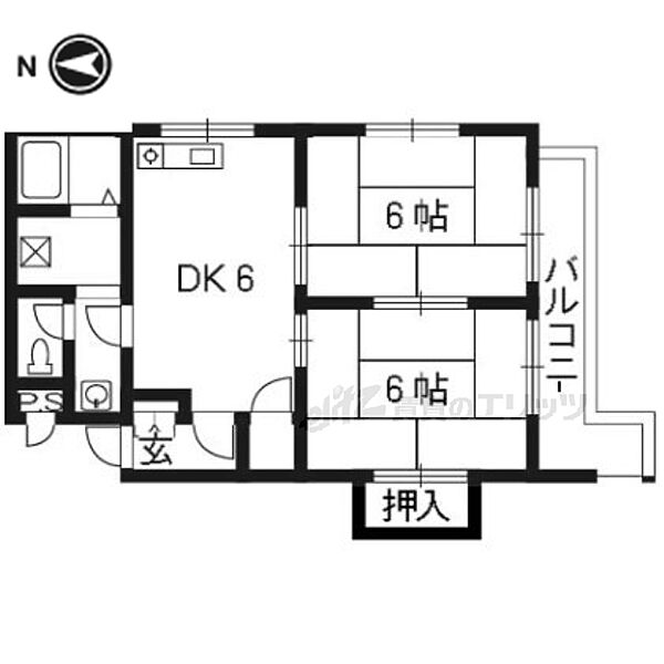 京都府京都市南区八条内田町(賃貸マンション2DK・1階・44.00㎡)の写真 その2