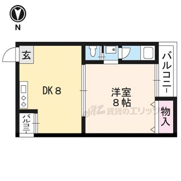 京都府京都市北区紫野南花ノ坊町(賃貸マンション1LDK・3階・33.00㎡)の写真 その2