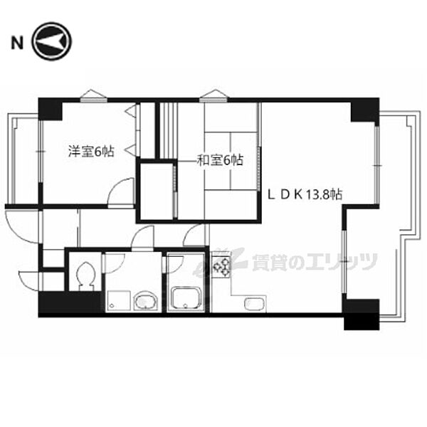 グリーンエクセル西院 704｜京都府京都市右京区西院安塚町(賃貸マンション2LDK・7階・59.57㎡)の写真 その2