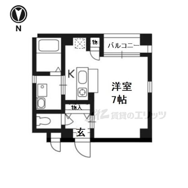 京都府京都市右京区西院東淳和院町(賃貸マンション1K・2階・22.25㎡)の写真 その2