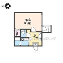 JR山陰本線 花園駅 徒歩4分の賃貸アパート 2階1Kの間取り