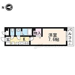 阪急京都本線 西院駅 徒歩15分の賃貸マンション 4階1Kの間取り