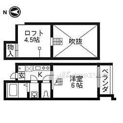 ロフティ山ノ内 1階1Kの間取り