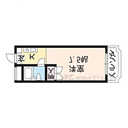 ドミ大田 3階1Kの間取り