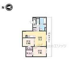 阪急京都本線 西京極駅 徒歩14分の賃貸アパート 2階2LDKの間取り
