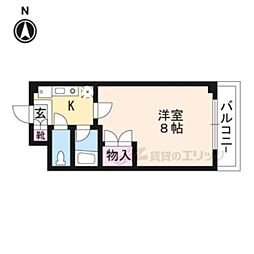 阪急京都本線 大宮駅 徒歩3分の賃貸マンション 2階1Kの間取り