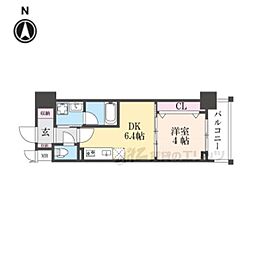 JR山陰本線 円町駅 徒歩2分の賃貸マンション 3階1DKの間取り