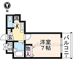 アクティ堀川 2階1Kの間取り