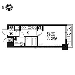 阪急京都本線 西院駅 徒歩5分の賃貸マンション 5階1Kの間取り