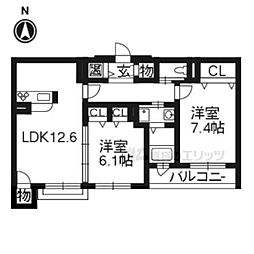 Ｌａ　ｃａｓａ　ｐｕｌｉｔａ 3階2LDKの間取り