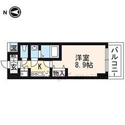 京都市営烏丸線 今出川駅 徒歩18分の賃貸マンション 4階1Kの間取り