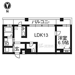 シュシュパルク六条院 1LDKの間取図画像