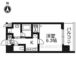 アスヴェル京都堀川高辻 1Kの間取図画像
