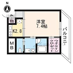 モノ・コモド御前 1Kの間取図画像