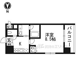 ベラジオ京都西院ウエストシティ2 1Kの間取図画像