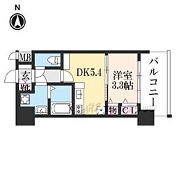 クレアドーレ京都二条 1DKの間取図画像