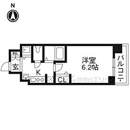 スワンズ京都七条リベルタ 1Kの間取図画像