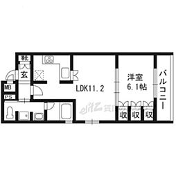 リーガル京都河原町四条南 1LDKの間取図画像