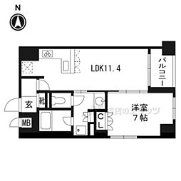 リーガル京都二条城前 1LDKの間取図画像