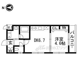 ベラジオ京都壬生イーストゲート 1DKの間取図画像