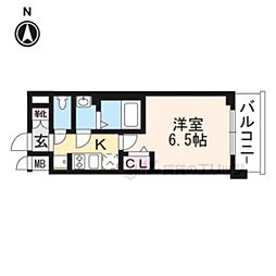 プレサンス京都二条京華 1Kの間取図画像