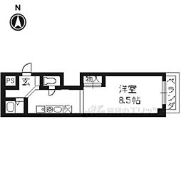 クオーレ京都 1Kの間取図画像