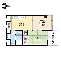 ヴィランセンワ丸太町 2DKの間取図画像