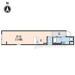 京都市東山区山崎町マンション ワンルームの間取図画像