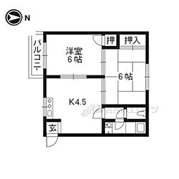常盤コーポ 2Kの間取図画像