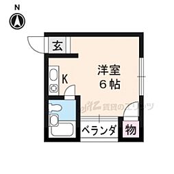シティーハイツ加茂川 ワンルームの間取図画像