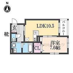 シャルマン唐橋南 1LDKの間取図画像