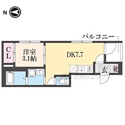 アミティア円町 1DKの間取図画像