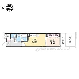 べラジオ雅び北野白梅町 1LDKの間取図画像