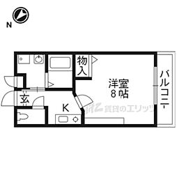 フラッティワレア 1Kの間取図画像