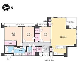 プレミスト京都二条城北 3LDKの間取図画像