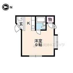 GRANDVALUE下鴨東 ワンルームの間取図画像