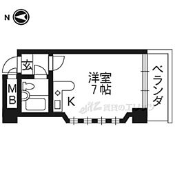 プランニングバンクビル西院 1Kの間取図画像