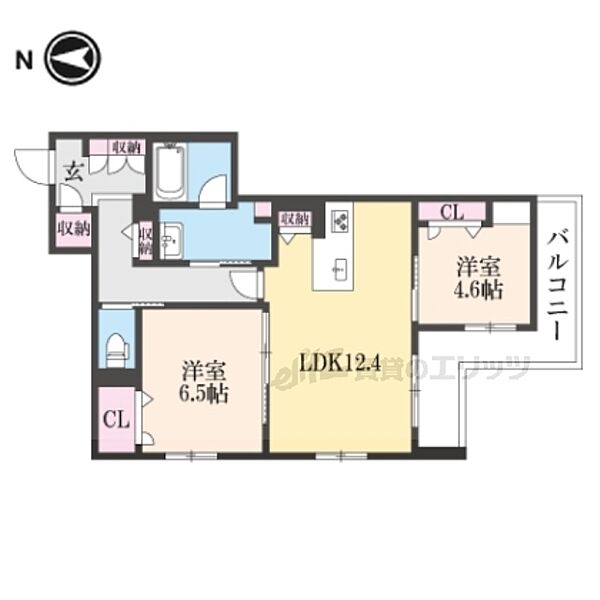 シャーメゾンエクセル 205｜京都府京都市伏見区竹田段川原町(賃貸アパート2LDK・2階・61.69㎡)の写真 その2