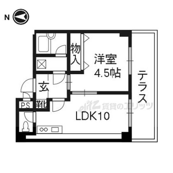 ホワイトクレステ 102｜京都府京都市下京区西新屋敷太夫町(賃貸マンション1LDK・1階・34.16㎡)の写真 その2