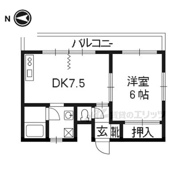 ふぁみーる・りら B-3｜京都府京都市伏見区深草直違橋９丁目(賃貸マンション1DK・2階・30.89㎡)の写真 その2