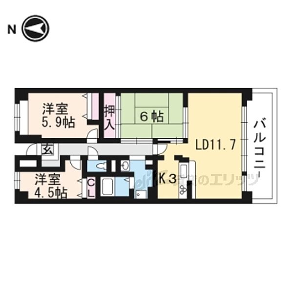 ベルヴィ草津 ｜滋賀県草津市草津町(賃貸マンション3LDK・8階・82.80㎡)の写真 その2