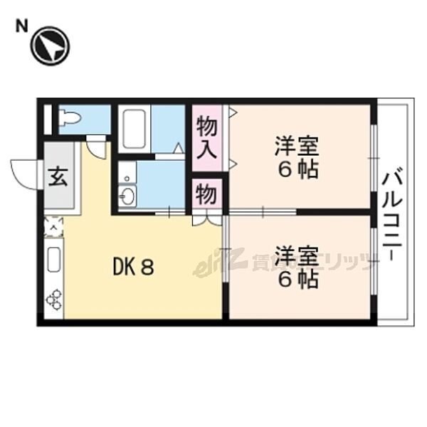 滋賀県東近江市中小路町(賃貸マンション2DK・2階・40.00㎡)の写真 その2