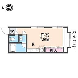 京阪本線 神宮丸太町駅 徒歩6分の賃貸マンション 3階ワンルームの間取り